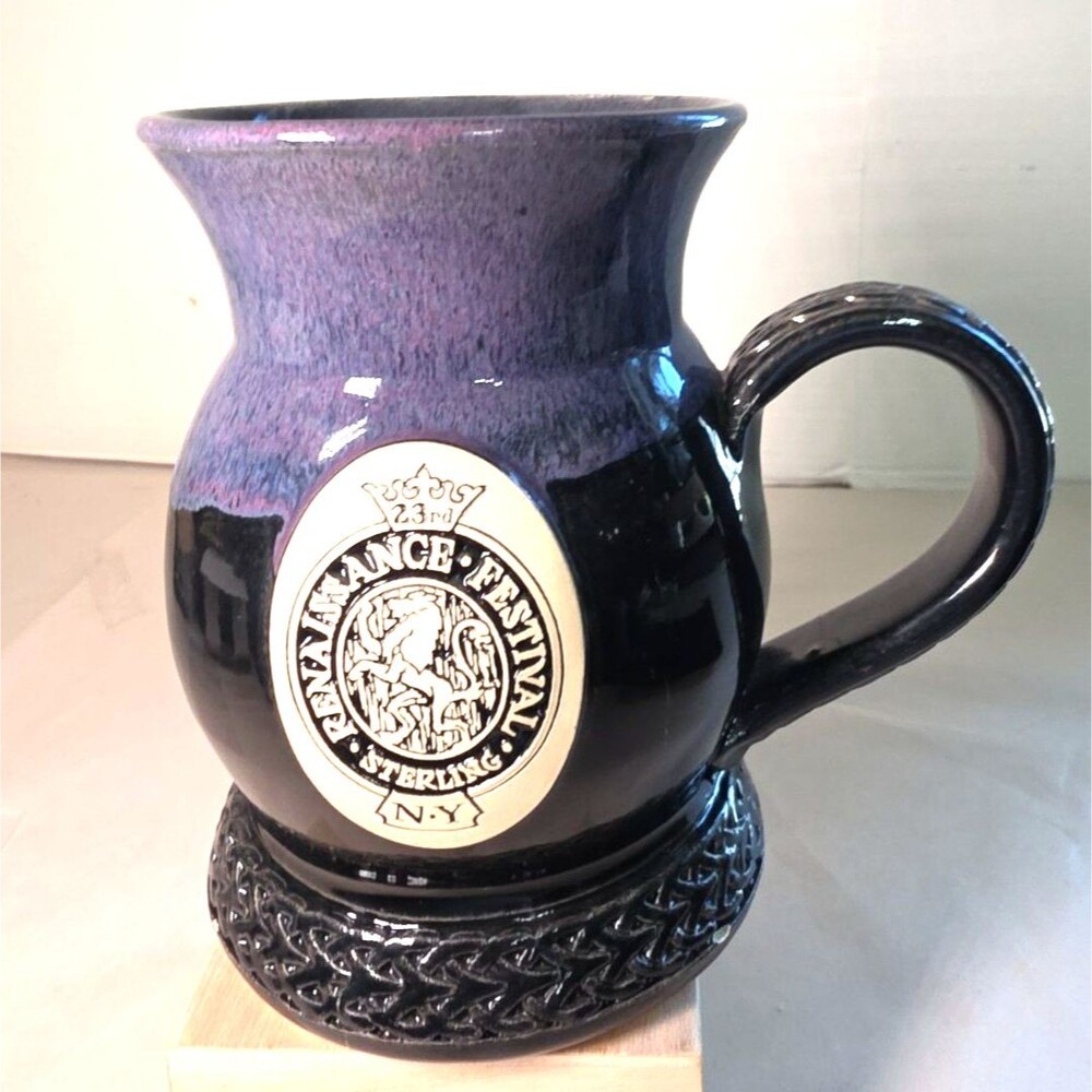 Vtg 1999 Renaissance Festival Sterling NY Handmade Stein Mug Stoneware 24oz